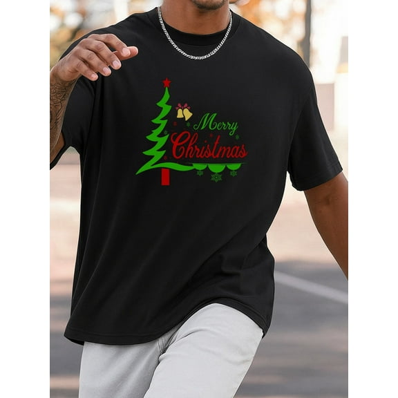 Christmas Tree Tee print graphic t shirts mens plus size elegantly 2025 black For summer Casual Daily Wear Everyday wear, suitable for the office, dates, and going out Spring and summer outdoor wea