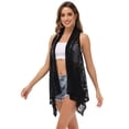 thumbnail image 4 of Womens Sleeveless Open Front Crochet Shawl Cardigan Bikini Cover Up, 4 of 7