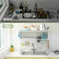 thumbnail image 6 of INO Design Dish Drying Rack Large Dish Rack Kitchen Organizers and Storage, Over The Sink Dish Drainer, Dish Racks with Sponge Holder and Knife, Bowl Holder for Kitchen Sink Counter - White, 6 of 10