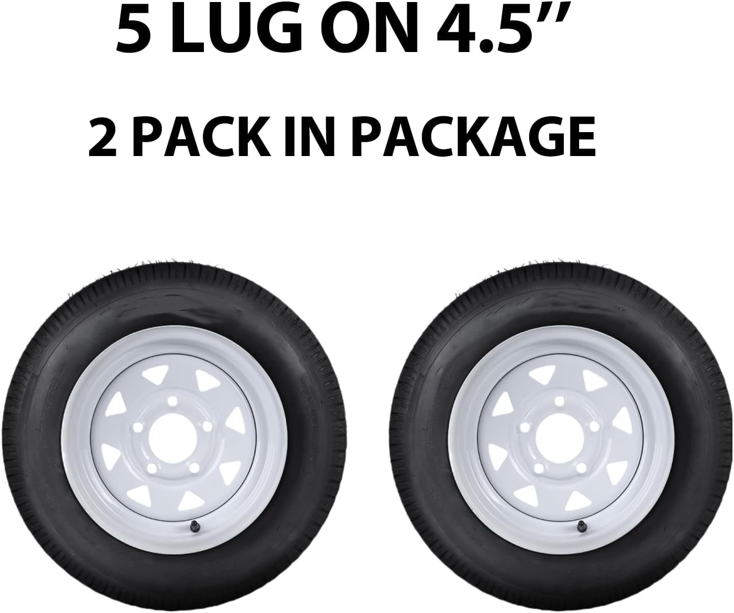 2 Pack 480-12 4.80x12 4.80-12 4.8-12 Trailer Tires with 12'' Rims, 5 Lug on 4.5'', Load Range C 6PR