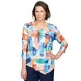 thumbnail image 1 of Alfred Dunner Womens Petite Geometric Stained Glass Asymmetric Top, 1 of 6