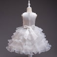 thumbnail image 4 of mgoYE Party Dresses for Girls Flower Girl's Dress Princess Puffy Tulle Dresses Bridesmaid Wedding Communion Birthday Party Pageant Maxi Prom Gown for Kids(White,18-24 Months), 4 of 4