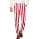 thumbnail image 1 of Pantalones de negocios a rayas para hombre, corte slim, frente plano, tapered, pantalones recortados, rojo y blanco, talla 32, 1 of 1