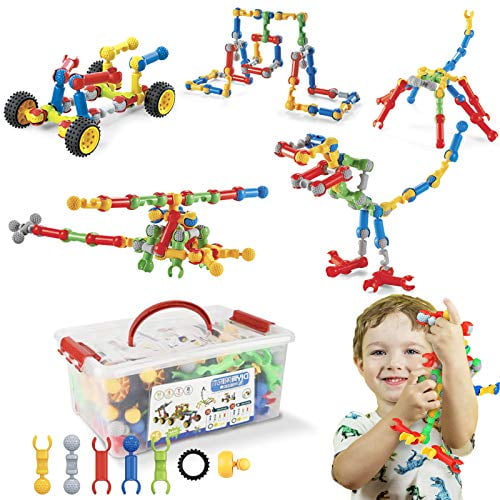 STEM Toys Kids Building Kit, 125 Pcs Educational Learning Set Construction Engineering Building Blocks for Ages 3 4 5 6 7 8 9 10 Year Old Boys Girls, Best Gift for Children Fun Creative Play