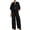 Black, variant on Women 2 Piece Sweat Sets Casual Relaxed Fit Tracksuit Textured Half Sleeve Full Zip Jackets and Wide Leg Pants Workout Sets White
