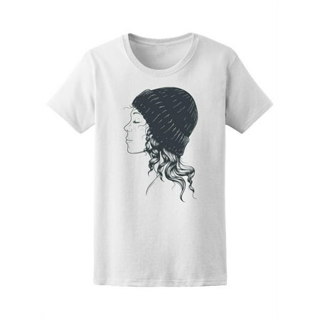 Hipster Girl Stylish Modern Hat Tee Women s -Image by Shutterstock