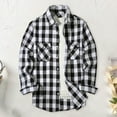 thumbnail image 5 of Fall Winter Men Shirt Coat - Plaid Print Long Sleeves Chest Pocket Turn-down Collar Single-breasted Loose Contrast Color Jacket, 5 of 8