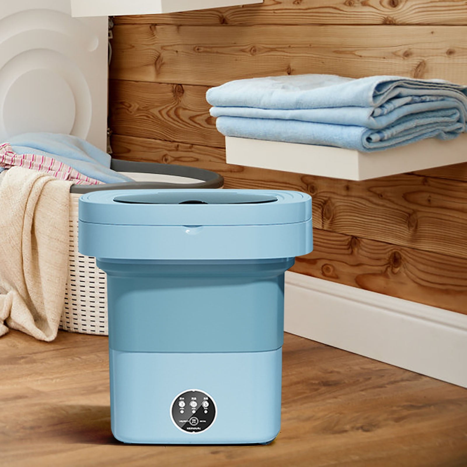 FHBVT Folding Portable Mini Washing Machine 8.5L Large Capacity 3 Intelligent Cleaning Modes Foldable Space-Saving Dehydration Function for Dormitory Travel Home Underwear Baby Clothing Washing