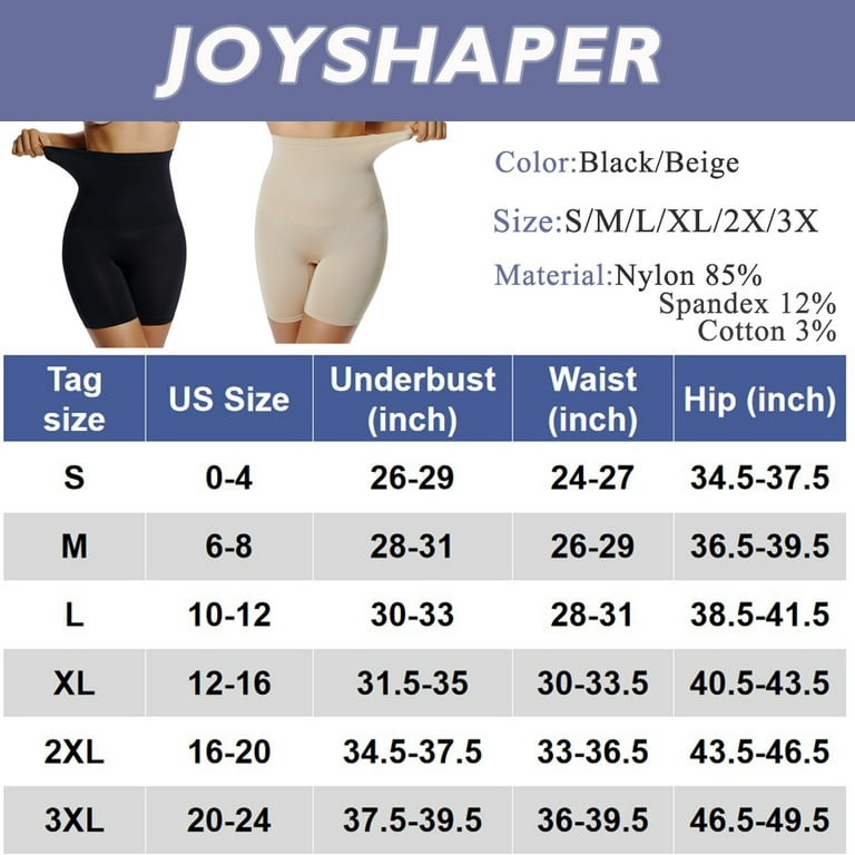 Joyshaper Shapewear Shorts for Women High Waist Tummy Control Body Shaper  Butt Lift Panties Thigh Slimming Fajas Postpartum Pack of 2 Black+Beige(Light)  XL 