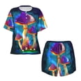 thumbnail image 5 of "Wukai Magic Mushrooms ,Fireflies Women's Pajama Set - Short-Sleeve Top and Shorts with Elastic Waistband and Pockets for Loungewear, Yoga, and Casual Wear-3X-Large, 5 of 8