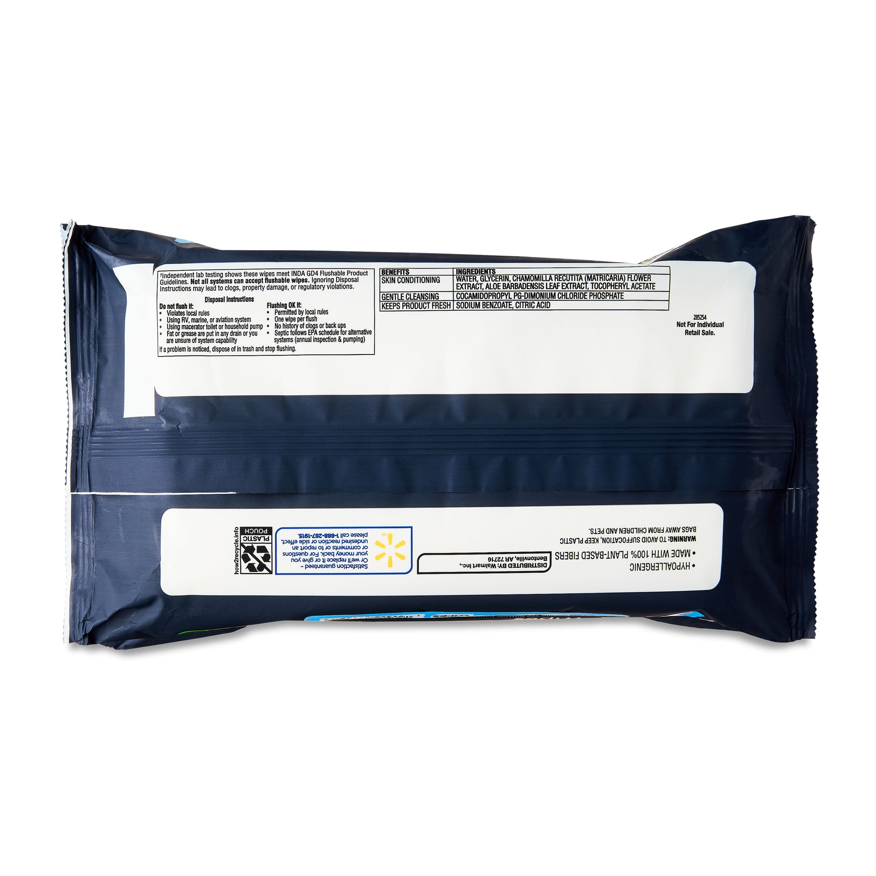 Equate Extra Large Flushable Wet Wipes, Fragrance Free, 144 Wipes, 3 Pack