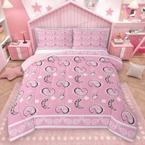 Homewish Pink Paisley Queen Comforter Set,Retro Bohemain Print Bedding Sets,Rustic Flower Boho Bedding Comforter Set For Adult,Ultra Soft Home Decor Reversible,3-Piece