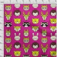 thumbnail image 4 of oneOone Cotton Jersey Fuschia Pink Fabric Cute Animal Face Pattern Sewing Craft Projects Fabric Prints By Yard 58 Inch Wide, 4 of 6