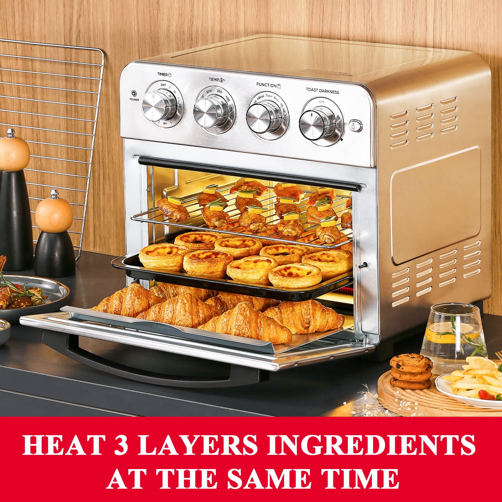 Air Fryer Toaster Oven, 50-in-1 Steam Countertop Convection Oven, 26QT –  GeekChefKitchen