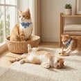 thumbnail image 5 of Cat CollarwithBow, Kitten Breakaway Collar, Gingham Fabric, Adjustable Kitten Collar, Blue Bell, Quick Release Buckle, Metal Ring, 1 Pc, 5 of 6