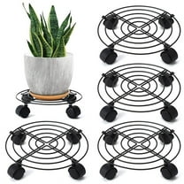 topjuju 4 Packs Large Metal Plant Caddies, 10.6'' Rolling Plant Stands Heavy-duty Wrought Iron Plant Roller, Plant Saucer on Wheels Indoor Outdoor Plant