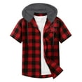 thumbnail image 5 of Horkkom Button Down Shirt Men Plaid Print Short Sleeve Shirt Summer Beach Casual Shirts with Pcoket Hood XXXL, 5 of 8