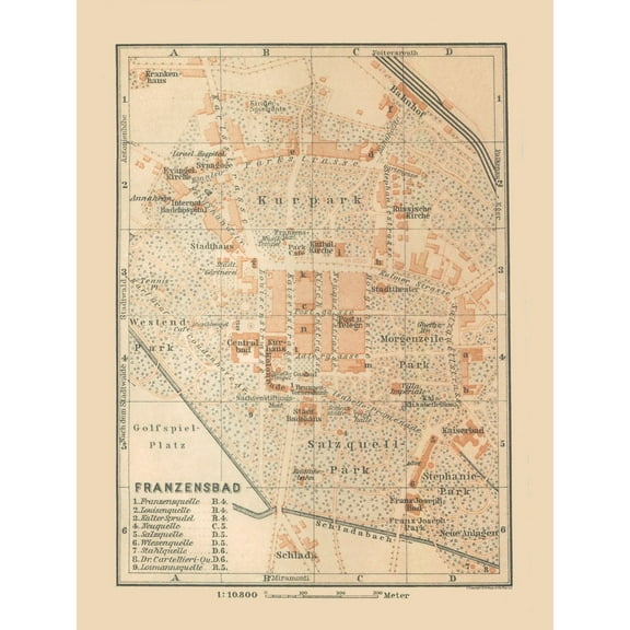 Historic Map - Franzenbad Czech Republic - Baedeker 1910 - Vintage Wall Art