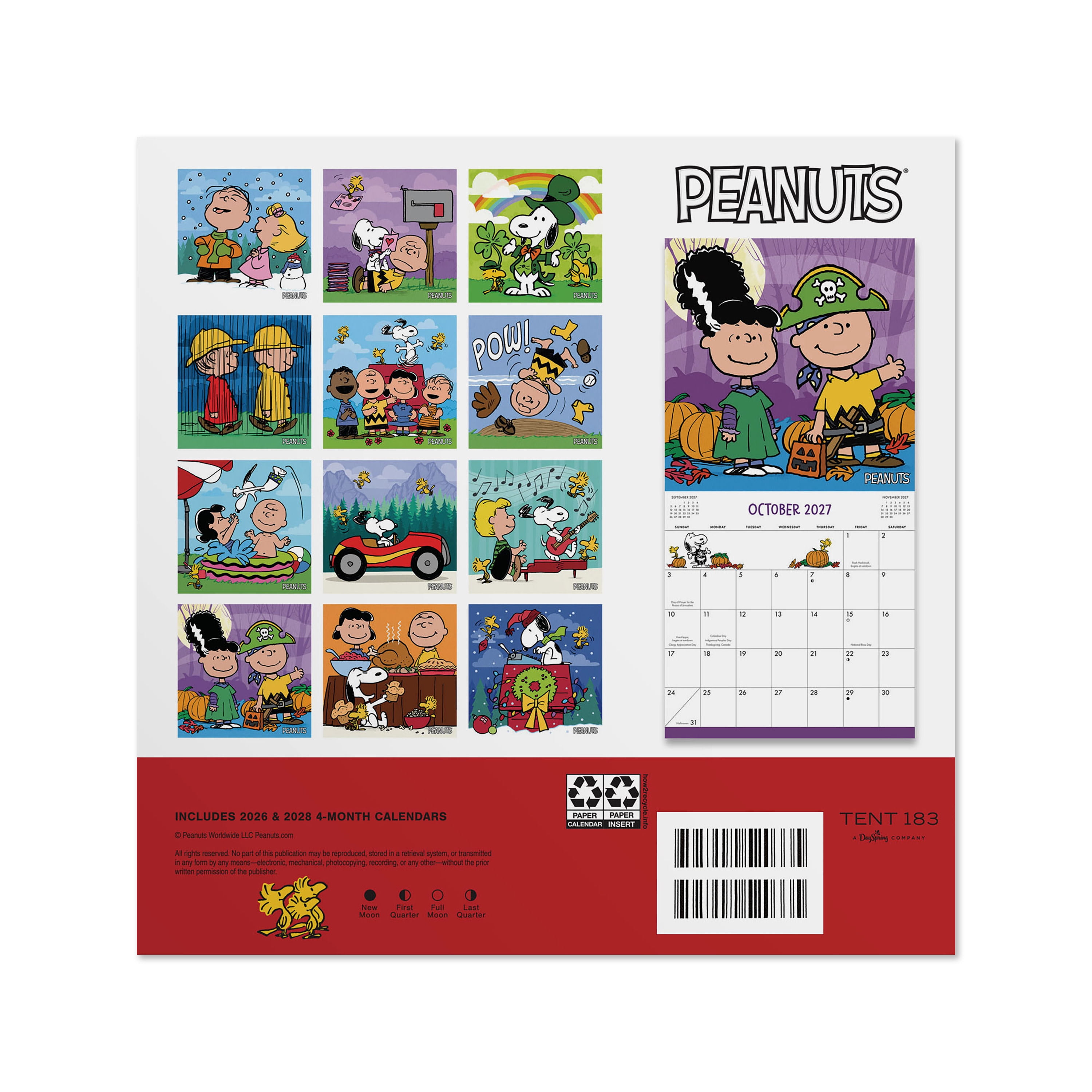2027 Peanuts Mini Hanging Wall Calendar 7x7 January-December Gridded