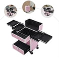 thumbnail image 4 of YIYIBYUS Rolling Makeup Train Case, Durable Large Capacity Makeup Trolley Organizer w/Wheels, Professional Manicure Storage Case Rolling Nail Case W/lock (Pink), 4 of 9