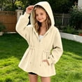 thumbnail image 3 of ZACPNCV Girls Zip Up Hoodie Sweatshirt Kids Drawstring Waist Cinched Hoodie Casual Long Sleeve Loose Hooded Sweatshirt Coat with Pockets 5-6 Years, 3 of 6