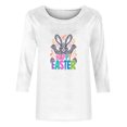 thumbnail image 4 of BiZtdJrK 3/4 Length Sleeve Womens Tops 2025 Easter Cute Rabbit Graphic Tees Shirt Casual Loose Fit Crewneck Pullover Blouses White L Prime Today, 4 of 5