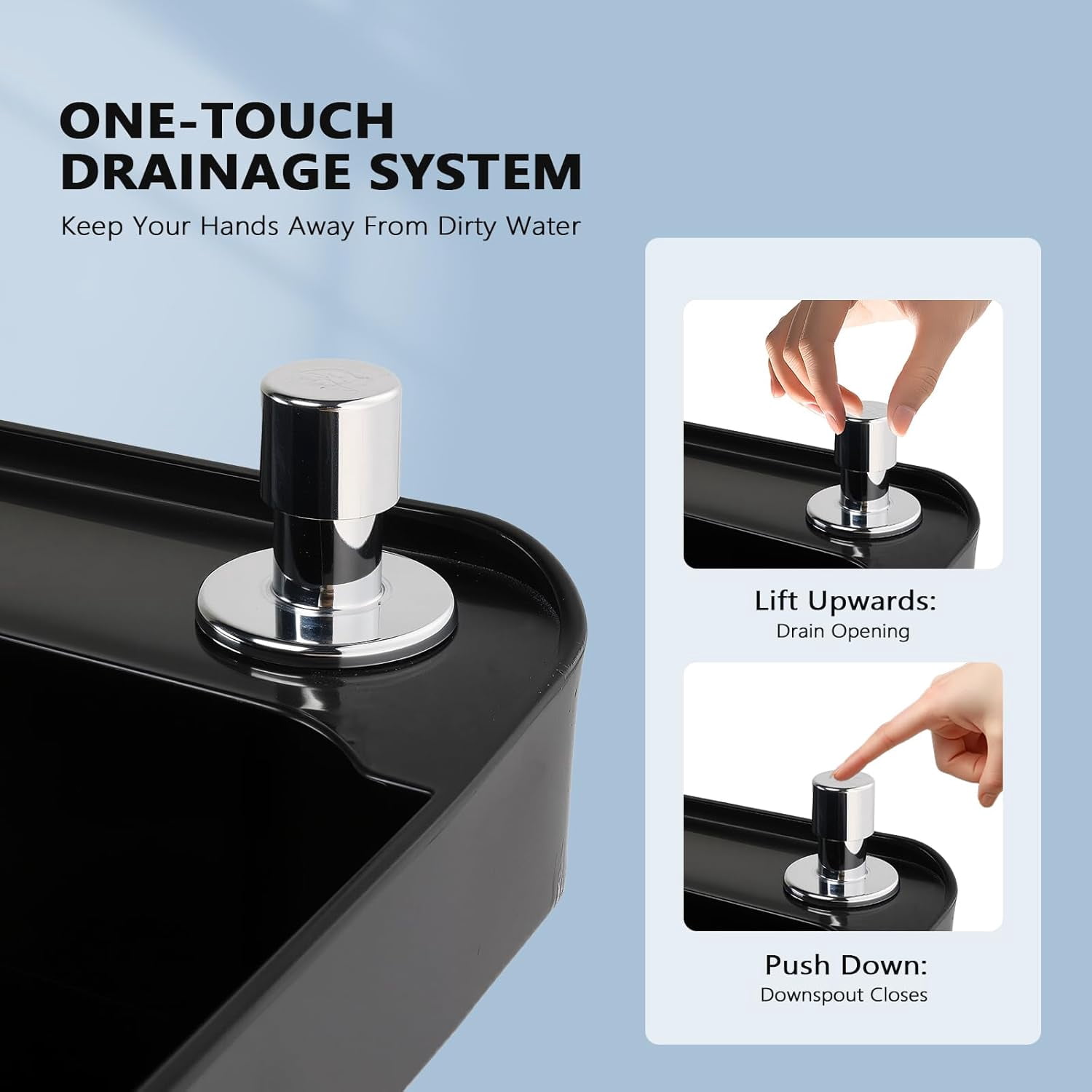 ROVSUN Commercial Mop Sink on Wheels, Plastic Floor Mop Slop Sink, Black Freestanding Mobile Utility Sink for Restaurant, Office, Business, Outdoor, Indoor Use, 19.7L x 18.8W x 22.3H inch