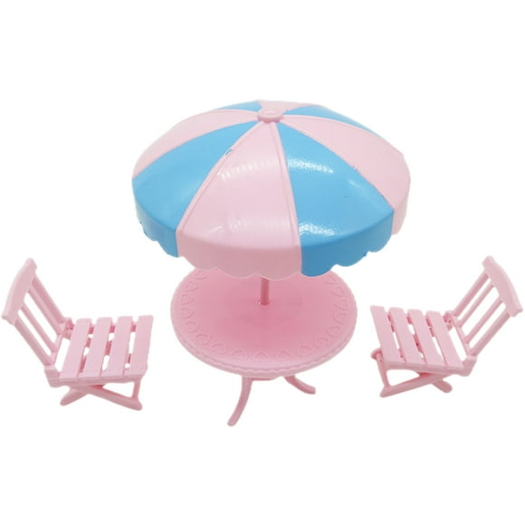 Mesa y silla de 1 muñeca de muñeca Mini silla de playa Juego de plástico Decoración de diseño de la casa de muñecas de muñeca