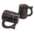 thumbnail image 4 of collectiblesBuy Handcrafted Antique Brown Wooden Coffee Mug Food Safe Environmentally Friendly Drinking Stein Set of 2, 4 of 5