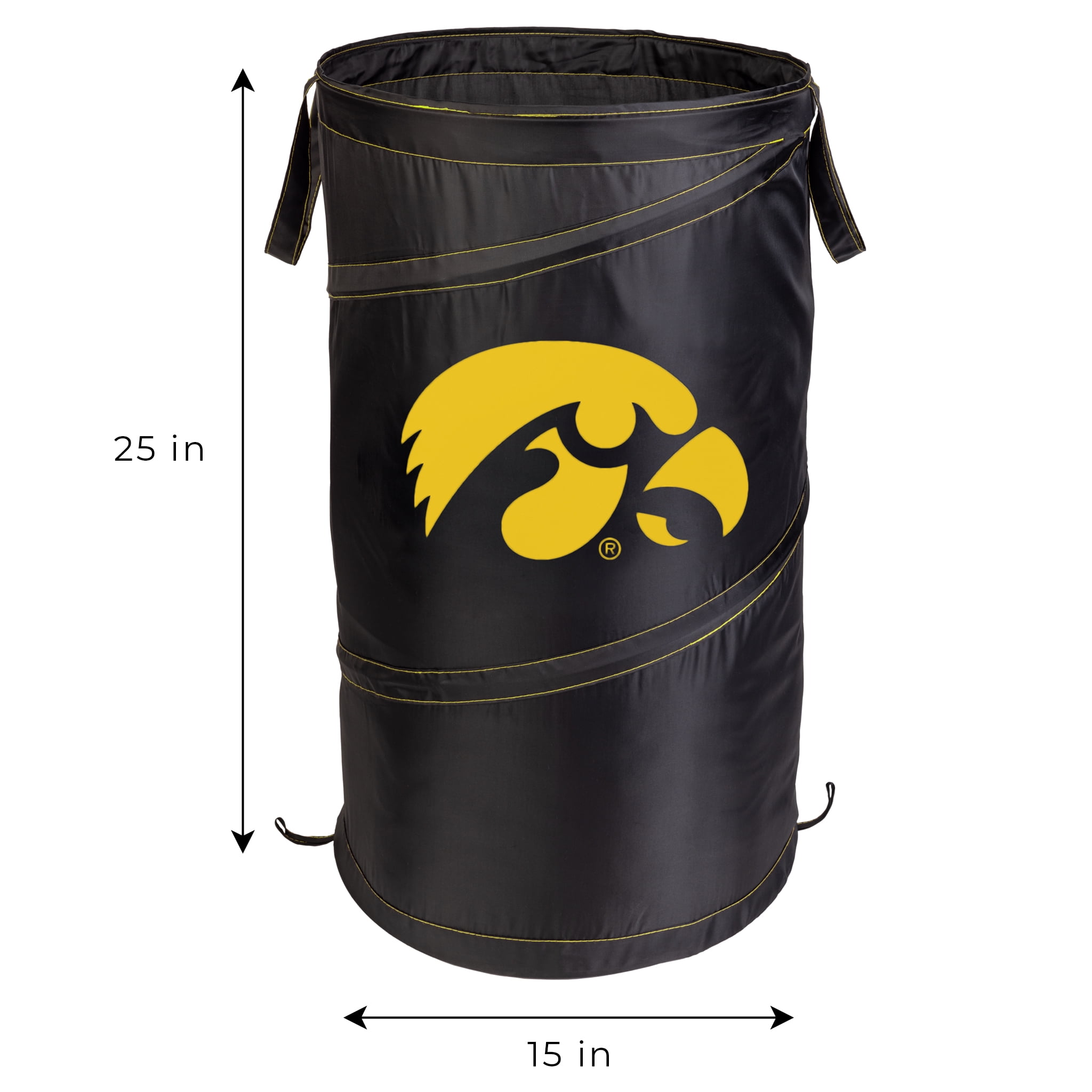 Smart Design Pop up Spiral Laundry Hamper Bag  - 15 x 25 inch - Black and Gold - Iowa Hawkeyes