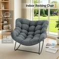 thumbnail image 4 of Dovov Oversized Papasan Rocking Chair, Indoor Outdoor Rocking Papasan Chair Steel Outdoor Rocker with Padded Cushion for Bedroom Living Room Patio Garden Porch Backyard Lawn Deck Balcony, Gray, 4 of 11