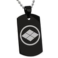 thumbnail image 1 of Stainless Steel Matsumae Samurai Crest Engraved Dog Tag Pendant Necklace, 1 of 1