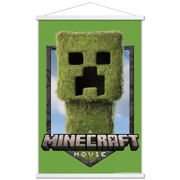 A Minecraft Movie - Creeper Logo Wall Poster with Magnetic Frame, 22.375" x 34"