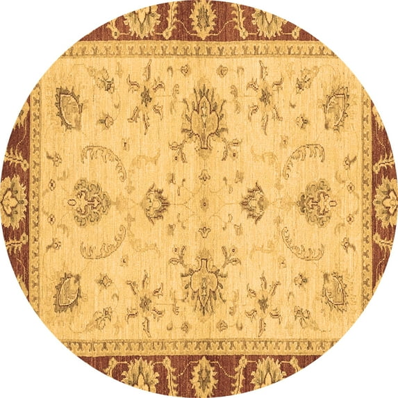 Ahgly Company Indoor Round Abstract Brown Modern Area Rugs, 5' Round