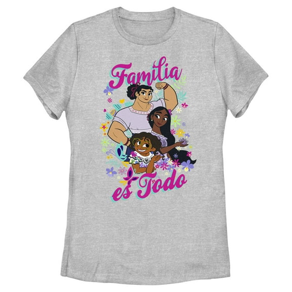 Women's Encanto Mirabel, Luisa and Isabela Familia es Todo  Graphic Tee Athletic Heather Large