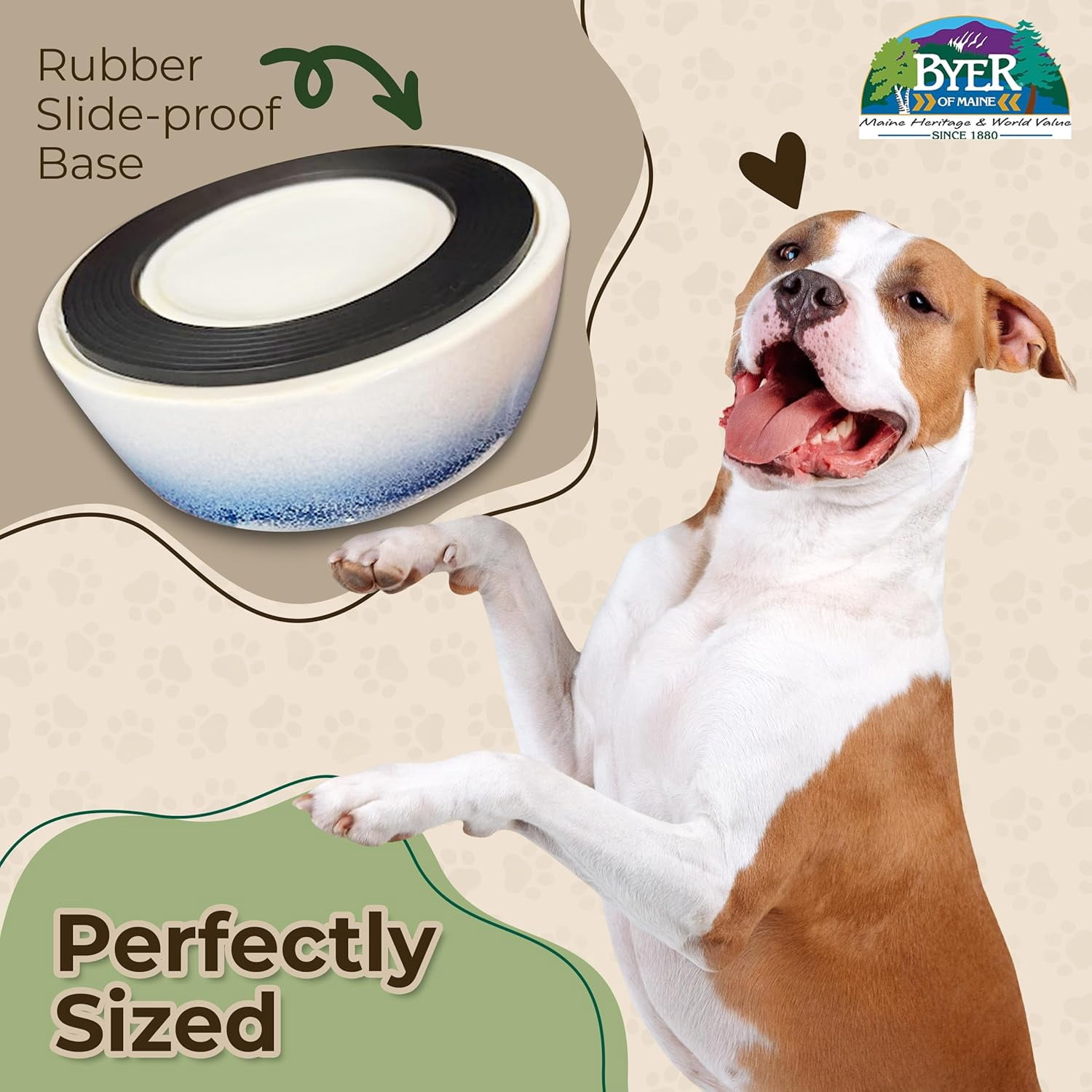 JFTER Pet Bowl – High-Fired Porcelain Stoneware, Food-Grade Safe, Dishwasher Safe, Non-Slip Dog Bowl for Large Breeds in Biscuit