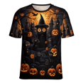 thumbnail image 5 of Halloween Scary Night Full Moon Women's Short Sleeve T-Shirt Crew Neck Casual Summer Trendy Loose Fit Tops, 5 of 6
