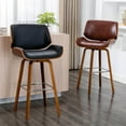 thumbnail image 4 of Porthos Home Oma Swivel Bar Stool, PU Leather, Wooden Legs with Footrest, 4 of 6