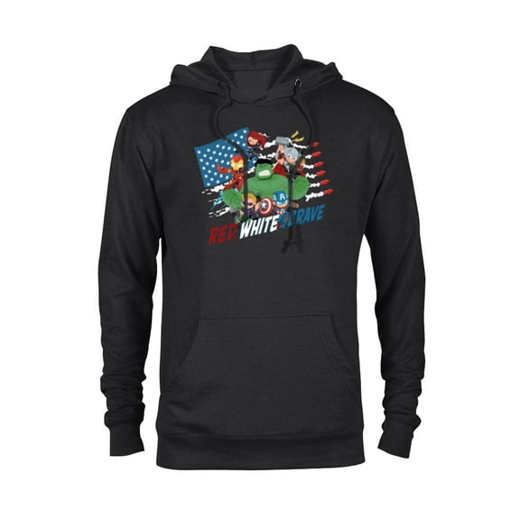 Marvel Avengers Kawaii Red White and Brave 4th of July - Pullover Hoodie for Adults - Customized-Black