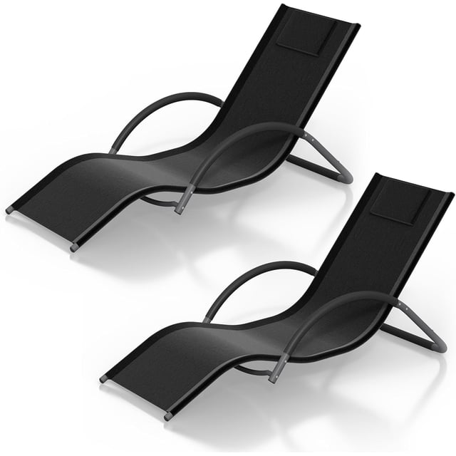Ensemble de 2 Chaises de Patio Chaises Longues d'Extérieur avec Dossier Réglable, Angles Multiples et Appuie-Tête, Ce Qui les Rend Idéales pour le Bord de la Piscine, sur le Balcon Ou dans la Cour Arrière.