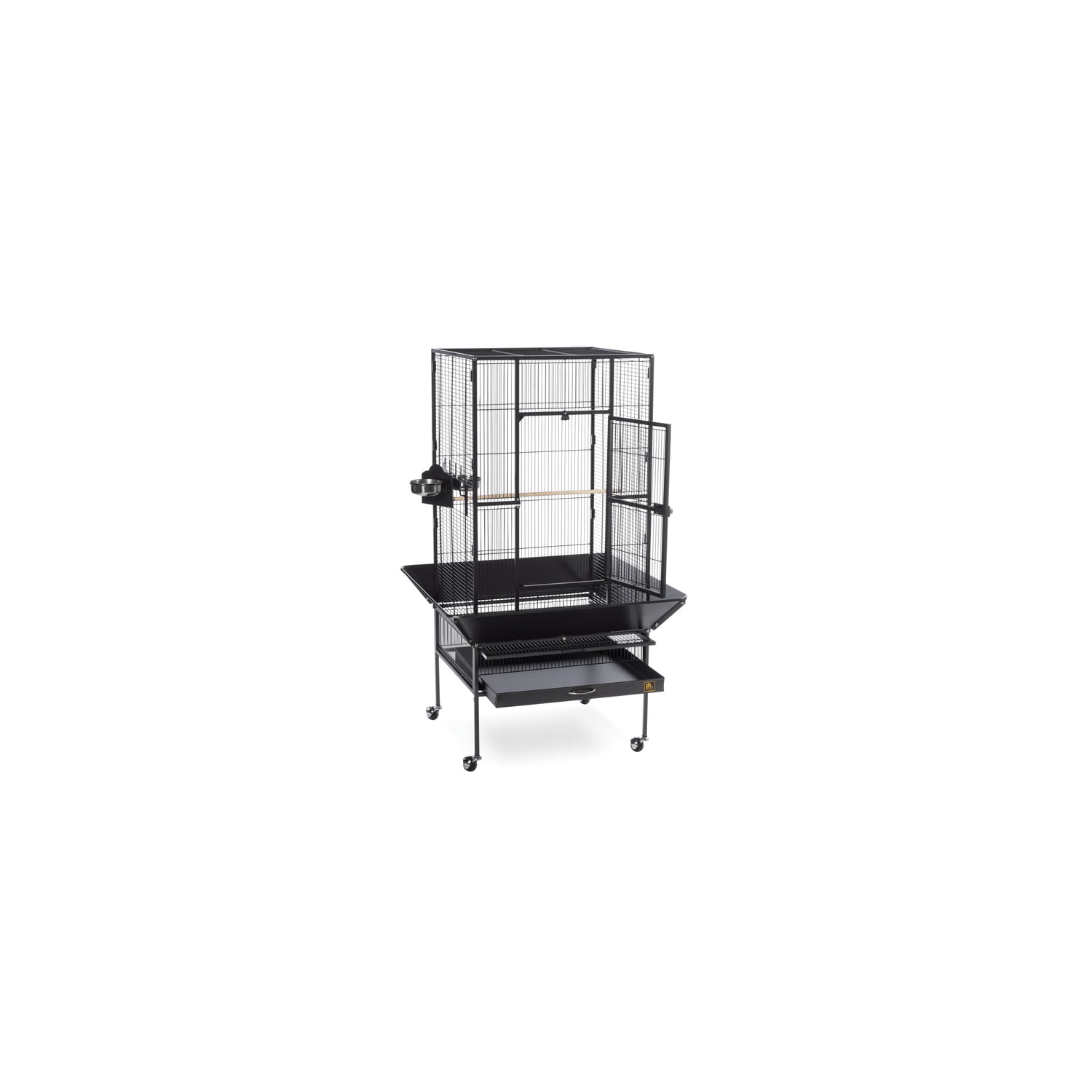 HomeStock Mid-Century Marvel Bird Cage with Retro-Inspired Design, Durable Construction, Spacious Interior, and Elegant Finish for Stylish-Color:Black Hammertone