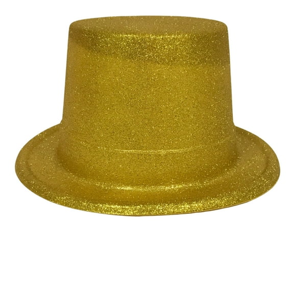 Mardi Gras Spot Gold Glittered Top Hat (Each)