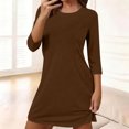 thumbnail image 2 of jobturf Womens Nightgown Casual Loose 3/4 Length Sleeve Sleepshirts Soft Comfy Pajama Dress Summer Fashion Lightweight Nightwear, 2 of 8