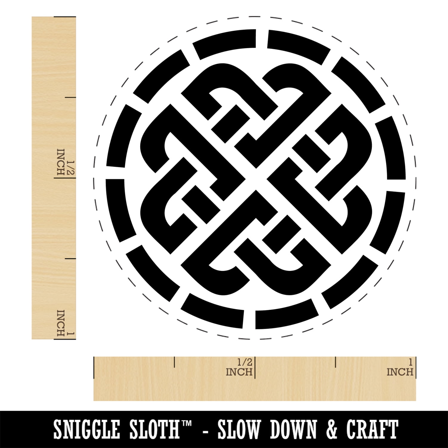 Celtic Shield Knot Ward Symbol of Protection Self-Inking Rubber Stamp Ink Stamper - Orange Ink - Medium 1 Inch