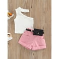 thumbnail image 2 of Franhais Infant Girl Tanks Tops + Shorts + Waist Bag, Pockets Decoration Casual Style Summer Clothing, 2 of 9