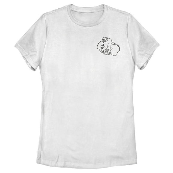 Women's Dumbo Pocket Outline Graphic Tee White Small