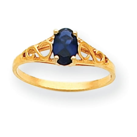 - 14k Yellow Gold 6x4m Oval Synthetic Sapphire Spinel Ring