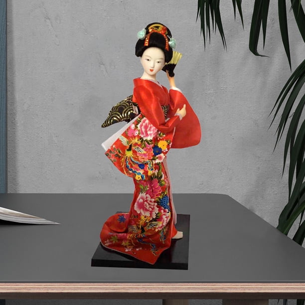 Muñecas Geisha japonesas étnicas, estatua de niña, muñeca Geisha asiática tradicional de 9 pulgadas, muñecas tipo kimono para decoración de mesa del Estilo B