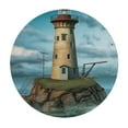 thumbnail image 4 of Lighthouse Round Fitted Polyester Table Cover,Seagulls Scenic Nature Elastic Edged Kitchen Dining Table Cloth, 4 of 8