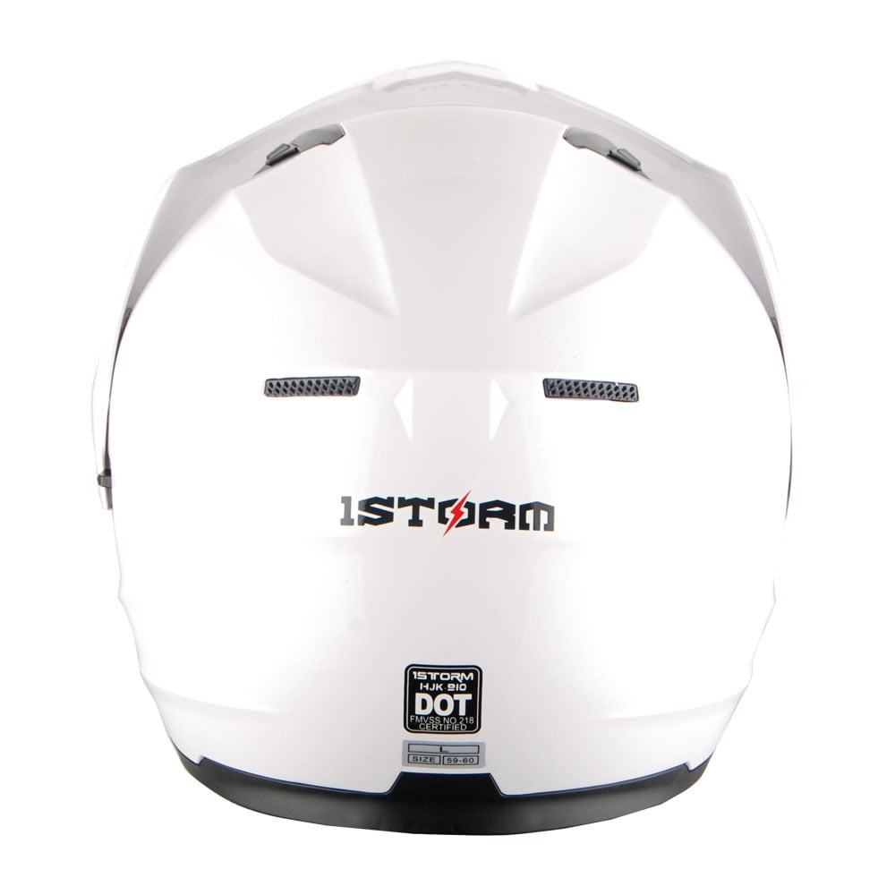 1Storm New Motorcycle Modular Flip up Full Face Helmet Dual Visor: HJK910 DSPORT Glossy White